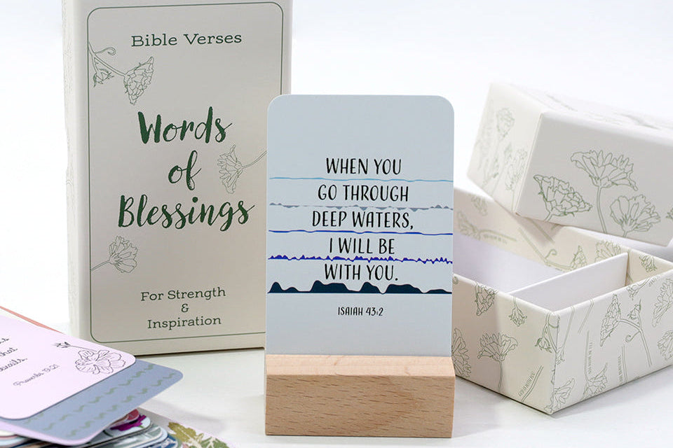 Bible Verse Card Set Gift Box with Wooden Stand Faith Gift for Women