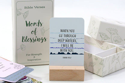Bible Verse Card Set Gift Box with Wooden Stand Faith Gift for Women